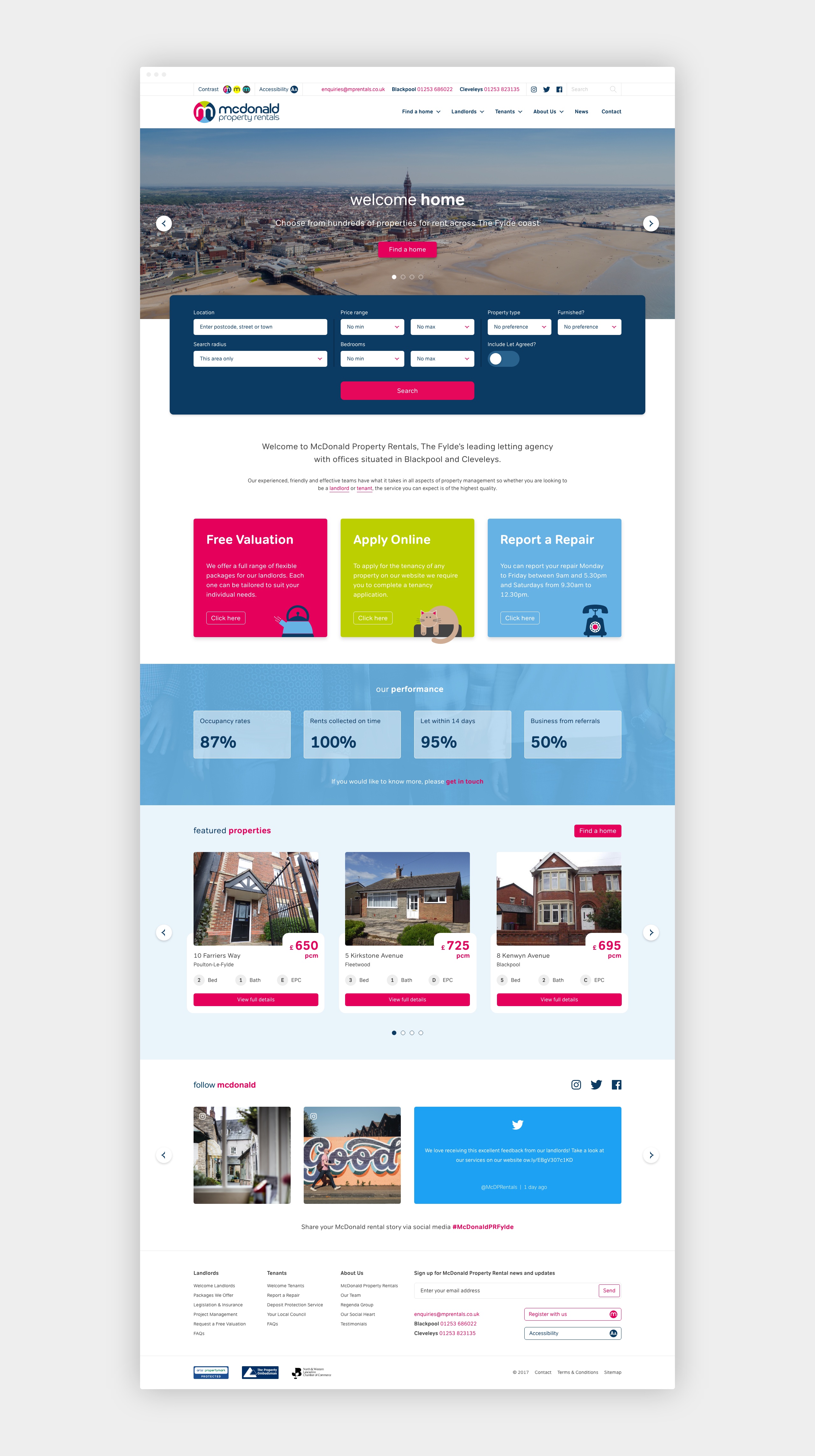 McDonald Property Rentals website design